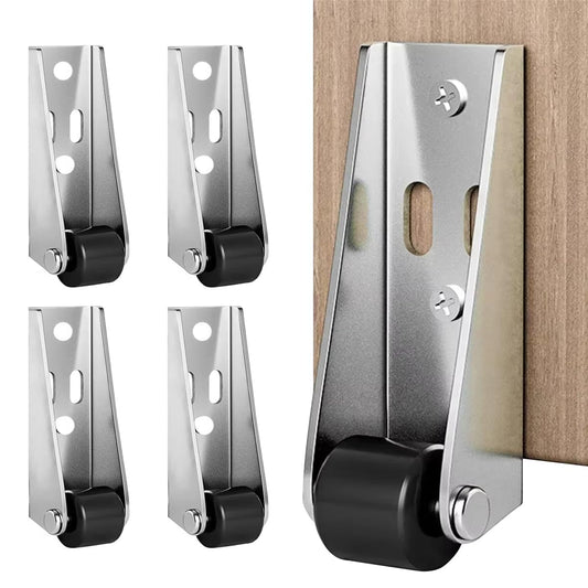 (4 Pcs) Heavy-Duty Rigid Caster Wheel for Wooden Doors – Durable Silent Rubber Roller with Metal L-Shaped Side Mount – Smooth & Quiet Operation for Sliding, Swing, Interior, Closet &Uneven Door