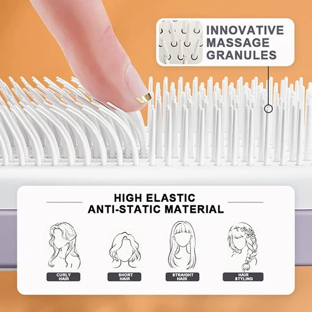 4-in-1 Self-Cleaning Hairbrush – Anti-Static Massage Comb for Tangle-Free, Smooth Hair – Perfect for Adults & Kids