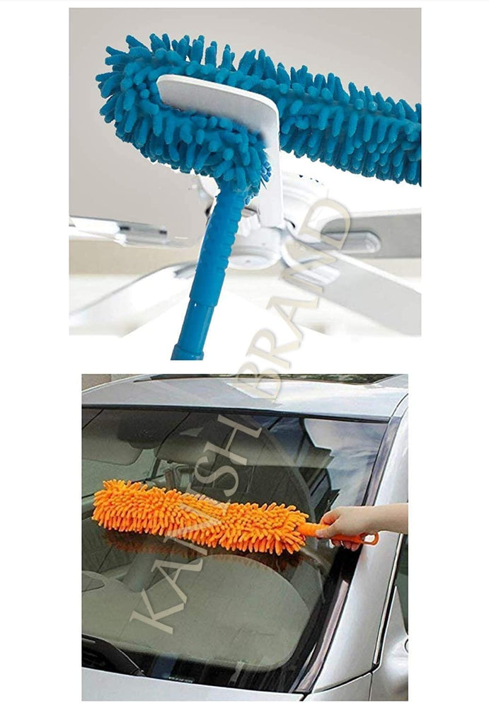 Multipurpose Microfiber Flexible with Expandable Rod for Dust Cleaning Fan Cleaner Brush with Long Rod Flexible Mop Duster for Cleaning of Home, Kitchen, Car, Ceiling-Blue, 68 cm