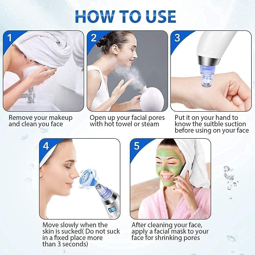 4 In 1 Multi-Function Blackhead Whitehead Extractor Remover Device Facial Cleansing Tool,Skin Cleaner,Pimple Removal Tool,Acne Pimple Pore Cleaner Vacuum Suction Tool For Men & Women