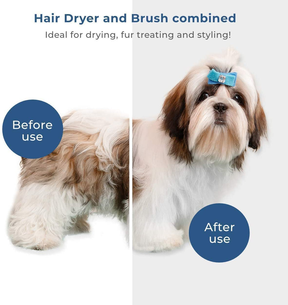 2-in-1 Portable Pet Hair Dryer and Self-Cleaning Slicker Brush with Adjustable Temperature for Dogs and Cats