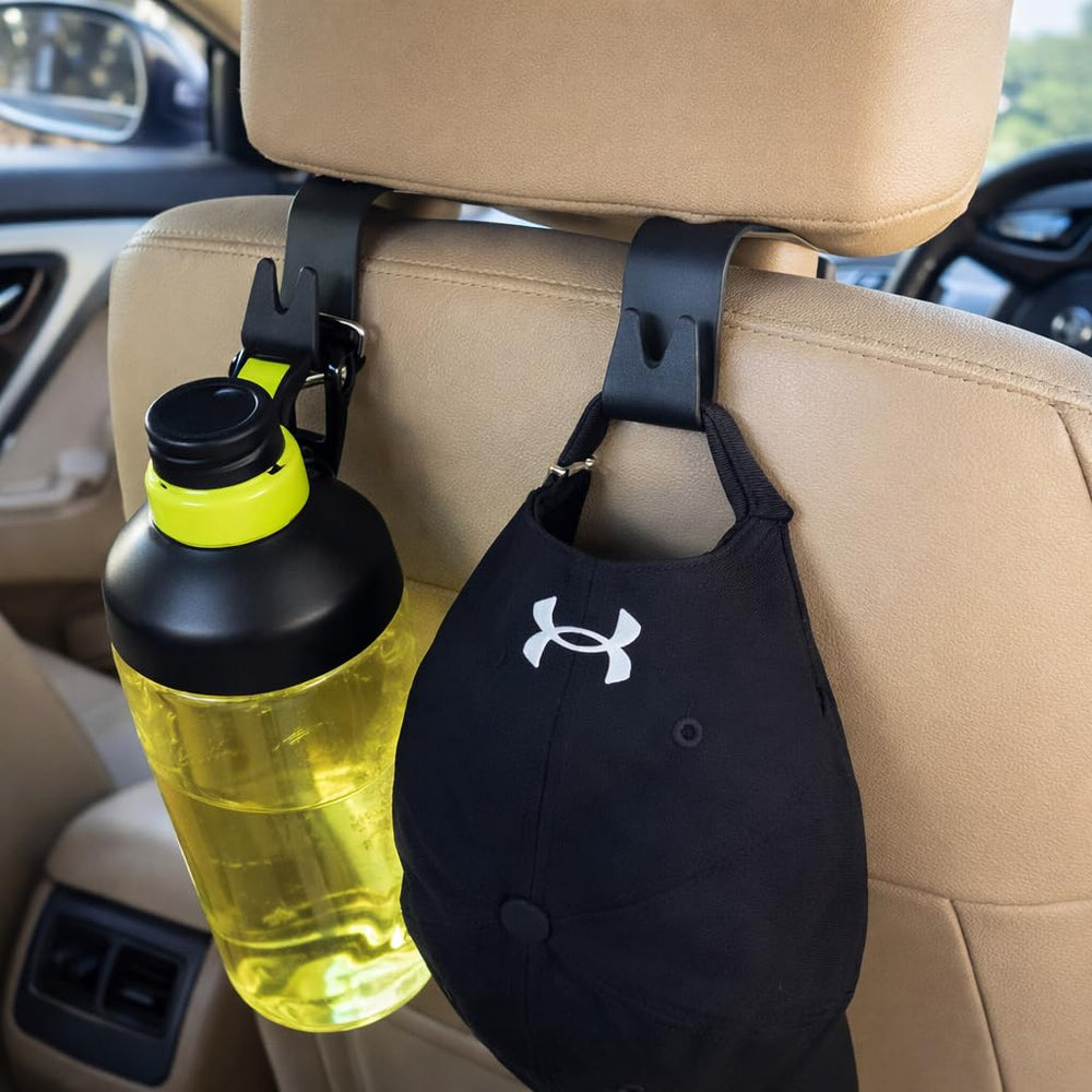Car Backrest Hanger with Headrest Support Stand 4 Pcs – Sturdy Stance Hook for Neck & Back Support for Drivers, Multi-Purpose Seat Hanger for Bags & Clothes, Improves Posture & Driving Comfort