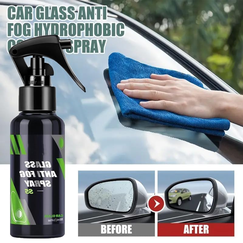 Glass Anti Fog Spray 100ml | Hydrophobic Self-Cleaning Solution for Car Windshield, Helmet Visor, Mirrors & Eyeglass Lenses | Clear Vision & Water Repellent Protection