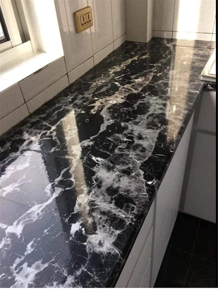 Black Marble Foil Paper (60cm x 200cm) - Self-Adhesive Black Marble Wallpaper & Sticker | Stylish Black Foil Paper for Home Decor (Pack of 1)
