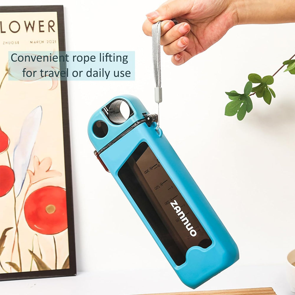 350ml Square Leakproof Sports Water Bottle - BPA-Free Portable Plastic Flat Bottle