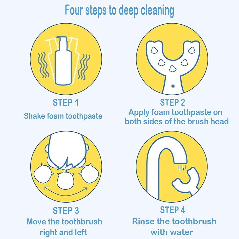 Toothbrush for Kids with U Shaped Silicone Brush Head for 360 Degree Cleaning Suitable For 2-6 Years, Manual, Heart Design, Multicolor, Pack of 2
