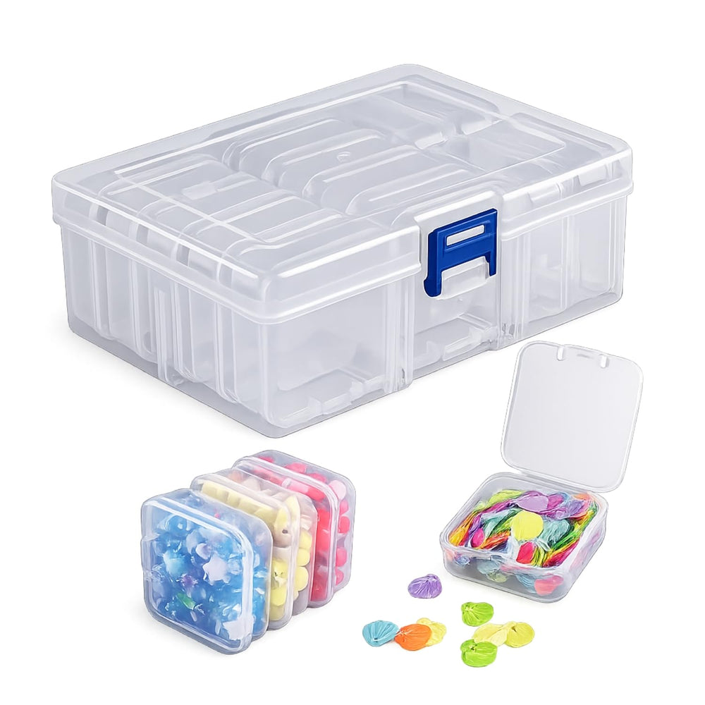 14 PCS Multipurpose Plastic Jewellery Storage Box | Transparent Bead & Ring Organizer | Portable Craft, Pills & Accessories Storage Case