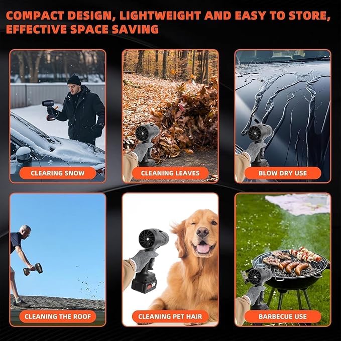 48V Cordless Professional Turbo Jet Fan – High-Power Brushless Motor Air Blower for Car, Home & Workshop Cleaning