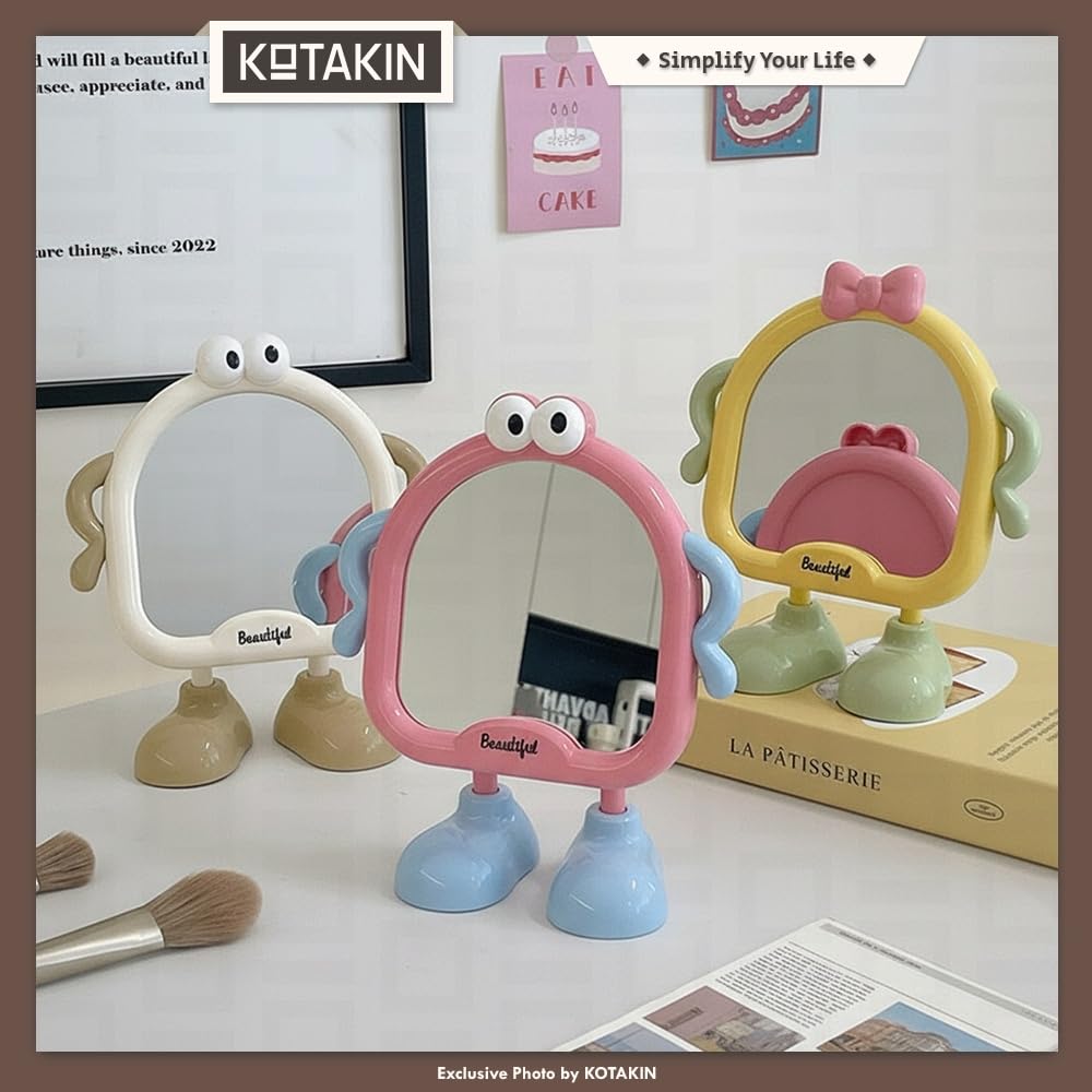 Cartoon Tabletop Vanity Mirror – Cute Standing Desk Mirror for Makeup, Dressing & Home Decoration