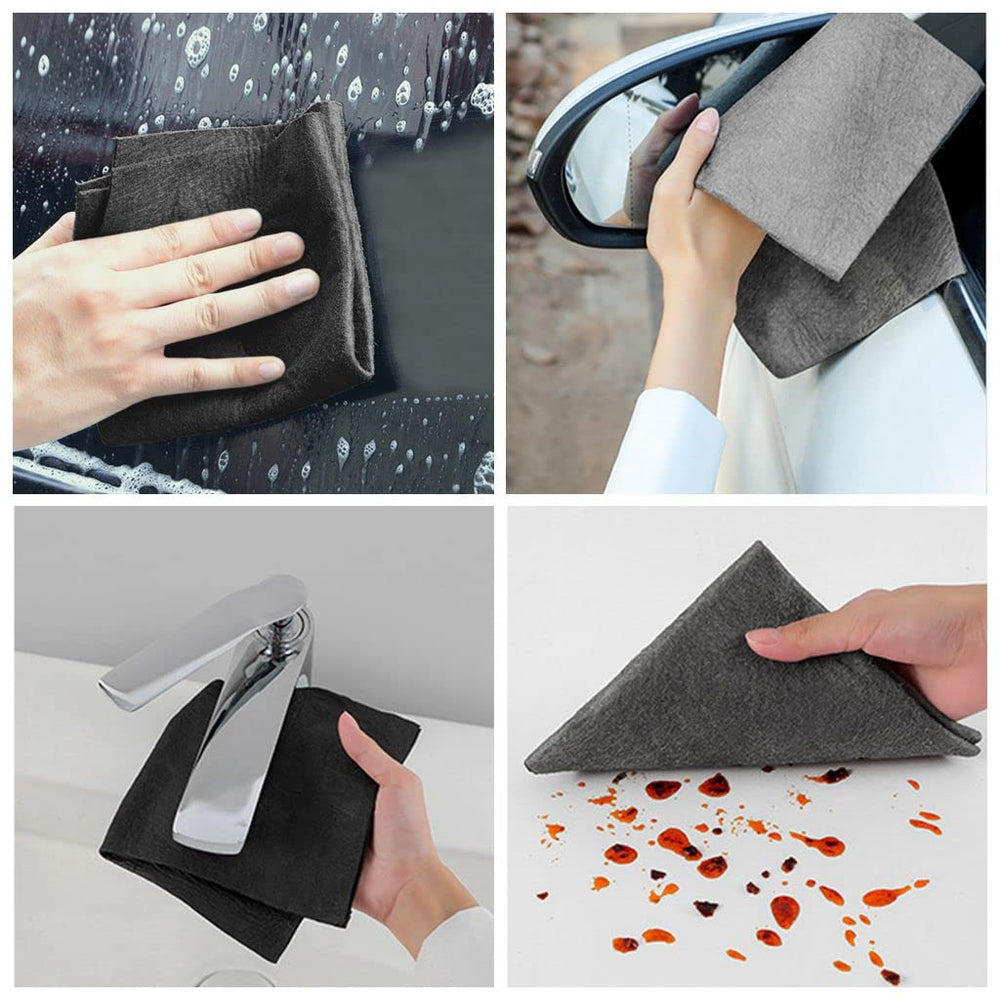 10 Pack Microfiber Cleaning Cloths, Thickened Streak Free & Lint Free Glass Cleaning Towels, Reusable Washable Cloths for Car Windows, Kitchen, Mirrors, Stainless Steel - 12x12 Inches Grey (30x30cm)