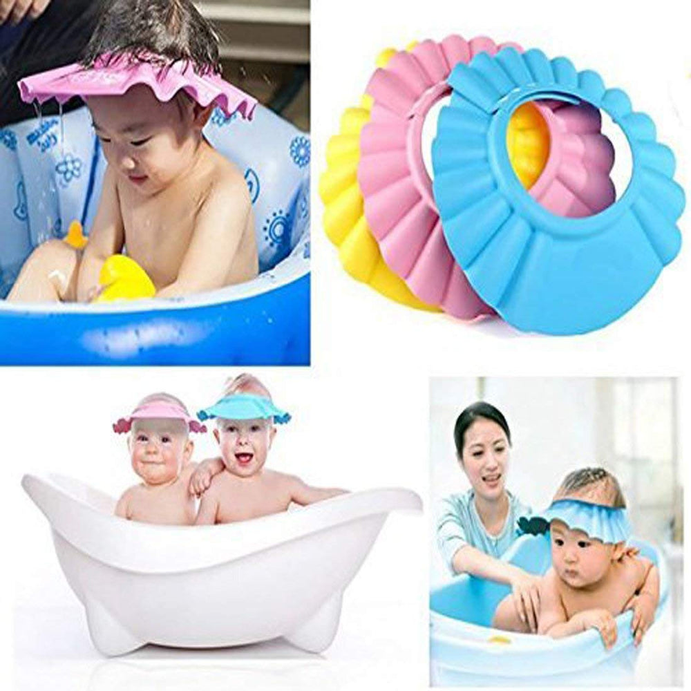 Adjustable Baby Bath Shower Cap – Soft Silicone Hair Wash Visor with Eye & Ear Protection | Waterproof Shampoo Shield for Newborns, Toddlers & Kids (Multicolor, Pack of 1)