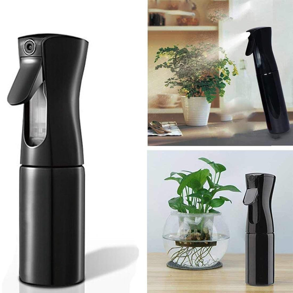 Plastic Hair Spray Bottle Continuous Water Mister, Refillable Empty Mist Water Sprayer Bottle Mist Trigger Sprayer for Taming Hair in Morning - 300ml, Black