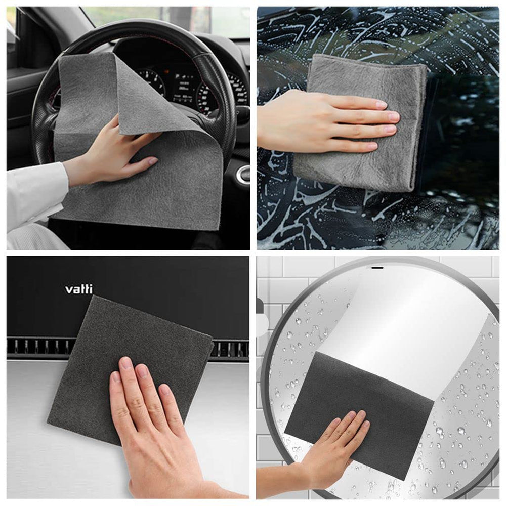 10 Pack Microfiber Cleaning Cloths, Thickened Streak Free & Lint Free Glass Cleaning Towels, Reusable Washable Cloths for Car Windows, Kitchen, Mirrors, Stainless Steel - 12x12 Inches Grey (30x30cm)