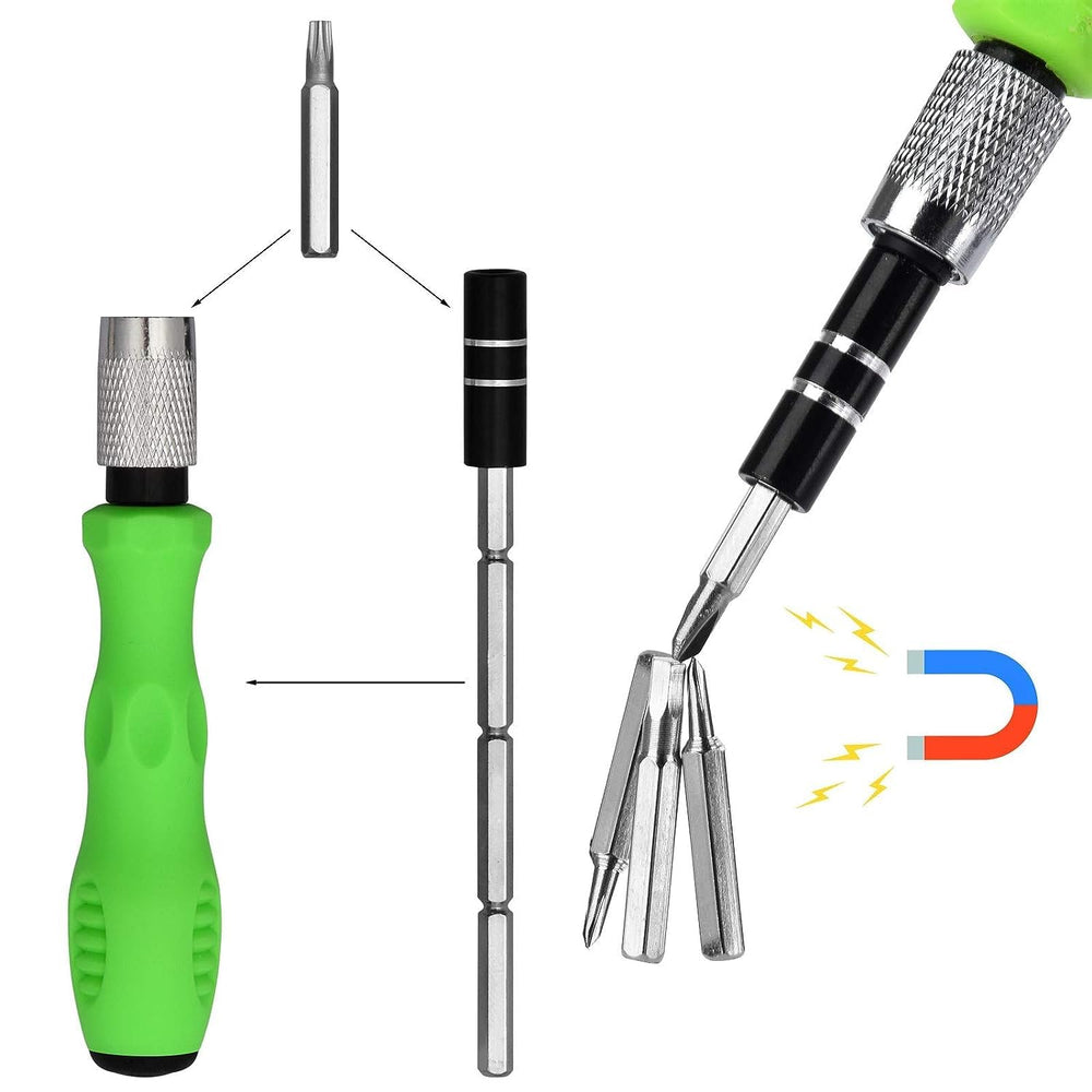 32 In 1 Magnetic Screwdriver Set With Extension Rod For Home Appliance, Laptop, Mobile, Computer, Toys & Watch Repairing,Green