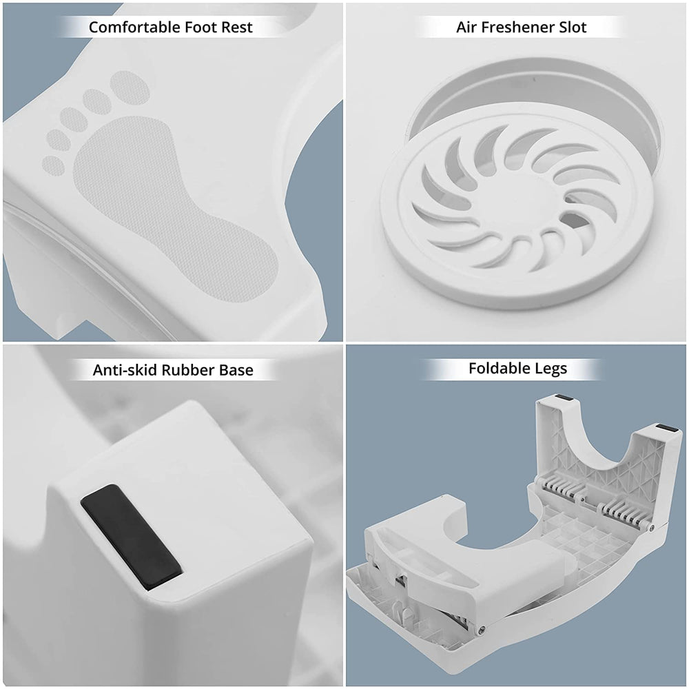 Folding Toilet Stool for Bathroom, Non Slip Squat Stool for Western Toilet, Plastic Foot Rest Stool for Adults, Compact Squatting Toilet Step (Multicolor)