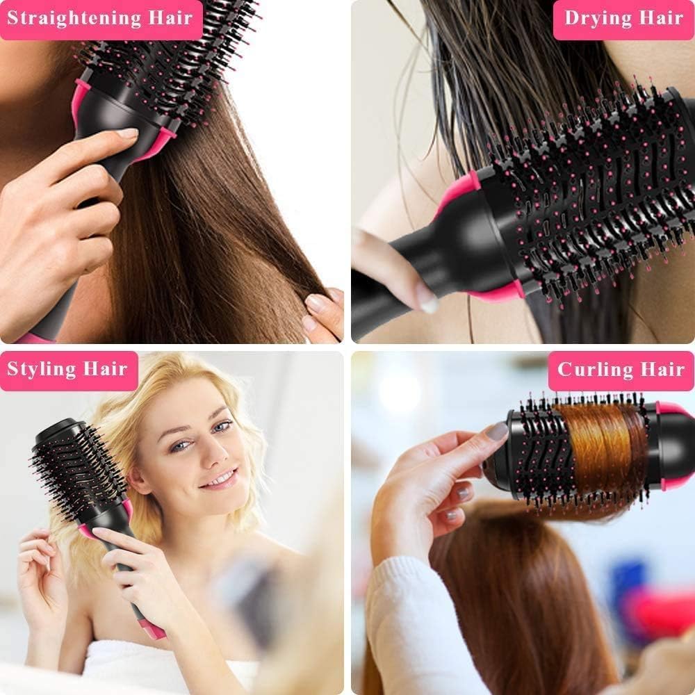 One Step Hot Air Brush 4 in 1 Hair Dryer Brush, One Step Hair Dryer & Volumizer with Ceramic Ionic Technology, 3 Heat Settings Blow Dryer Brush for Straightening Curling and Styling Hair