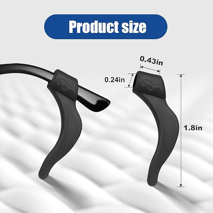 Eyeglasses Anti-slip Grip Soft Comfortable Holder Silicone Hook Eyeglass Temple Tips Sleeve Retainer for Sunglasses | 7 Cm