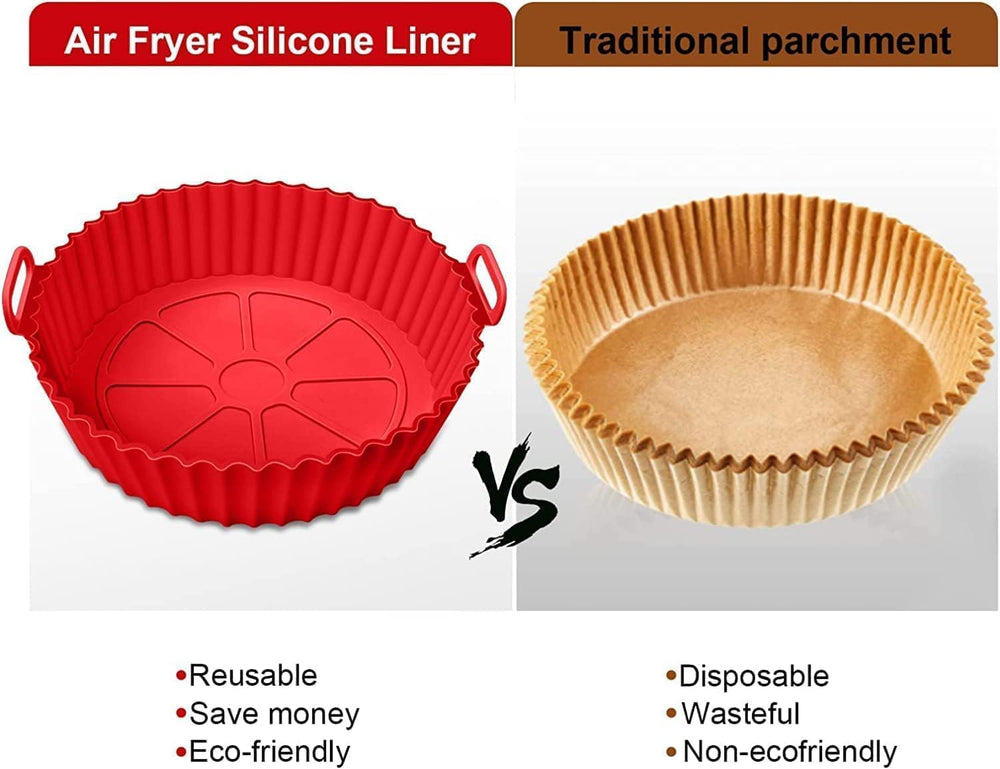 6 pcs. Reusable Air Fryer Silicone Pot Liners | Non-Stick Heat-Resistant Basket Baking Trays | Airfryer Oven Accessories | Dishwasher Safe | Multicolor | (Pack of 1)