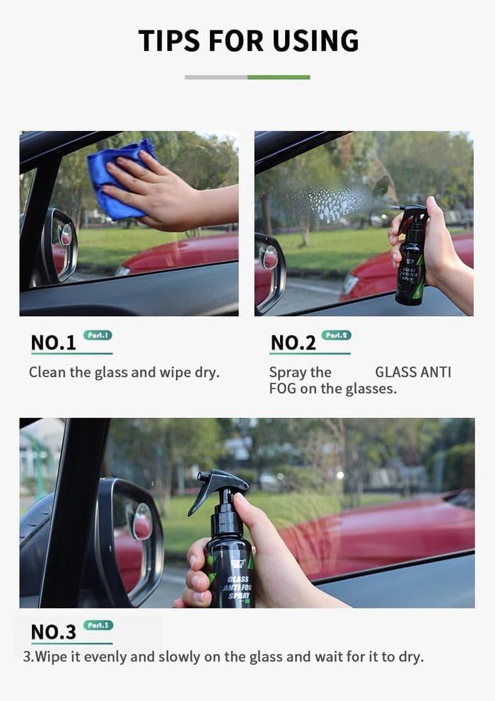 Glass Anti Fog Spray 100ml | Hydrophobic Self-Cleaning Solution for Car Windshield, Helmet Visor, Mirrors & Eyeglass Lenses | Clear Vision & Water Repellent Protection