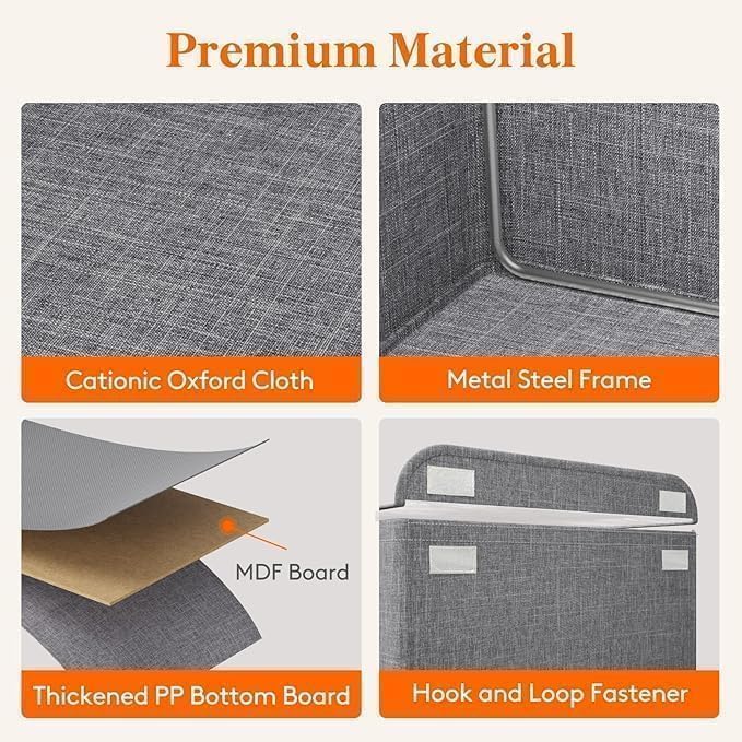 26L Foldable Clothes Organizer For Wardrobe, Blanket Storage Box, Cloth and Dress Organiser Metal Frame Basket Bag with Zipper & Lid, Carry Handles for Bedding, Closet Organizers