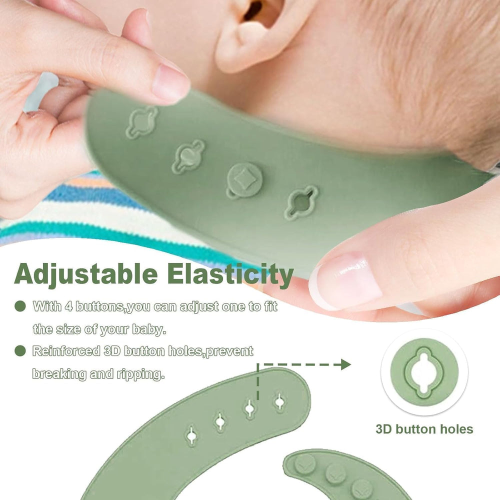 6PCS Silicone Baby Feeding Set – Suction Plate, Bowl, Bib, Spoon, Fork & Cup – BPA-Free, Microwave & Dishwasher Safe – Soft & Safe for Babies 6 Months+ (Green)