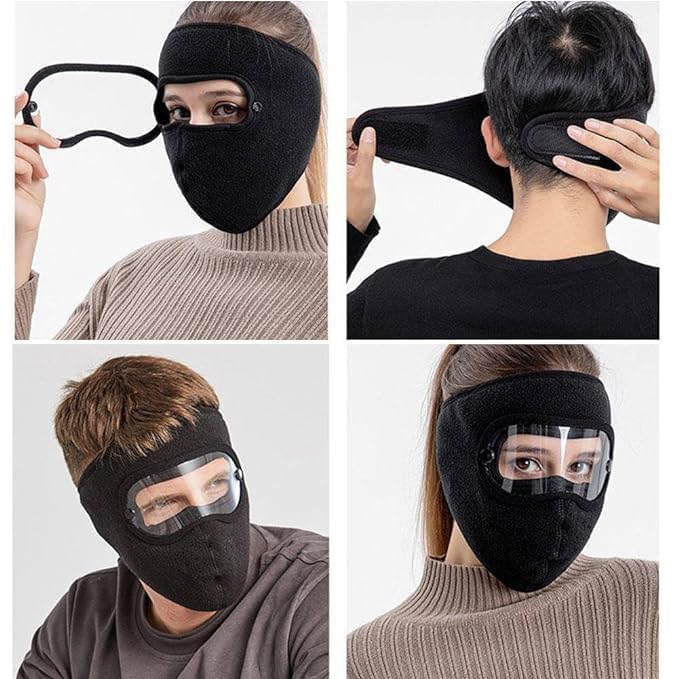 Unisex Full Face Mask Windproof and Sun Protection Washable Mask Warm Anti Fog Removable Eye Protection Screen Summer Keep Goggles Cycling and Bike Mask for Women and Men[ Black]