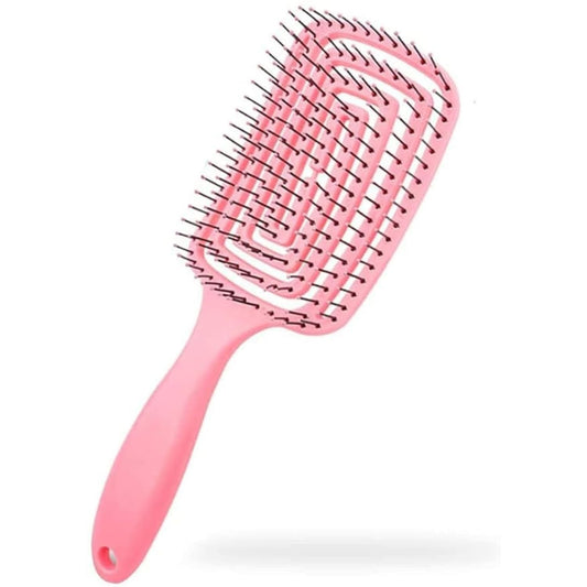 Mosquito Coil Shaped Hair Brush -PINK for All Hair Types | Round Rubber Comb Design | Comfortable Curved Handle with Rubber Spray Paint Grip | Lightweight Scalp Massage Brush for Styling HAIR COMB.