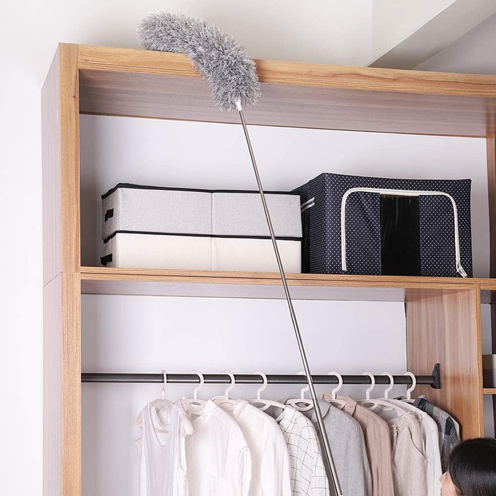 Microfiber Feather Duster Bendable & Extendable Fan Cleaning Duster with 100 inches Expandable Pole Handle Washable Duster for High Ceiling Fans,Window Blinds, Furniture (Standard)