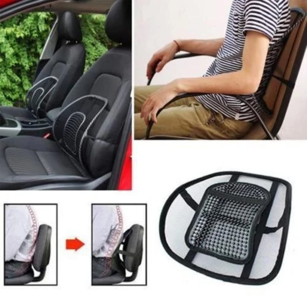 Mesh Ventilation Nylon Back Rest With Lumbar Support Mesh Cushion Pad, Universal Back Lumbar Support Chairs For Office Chair, Home, Car, Seat To Relieve Pain (Pack of 1) (Black)