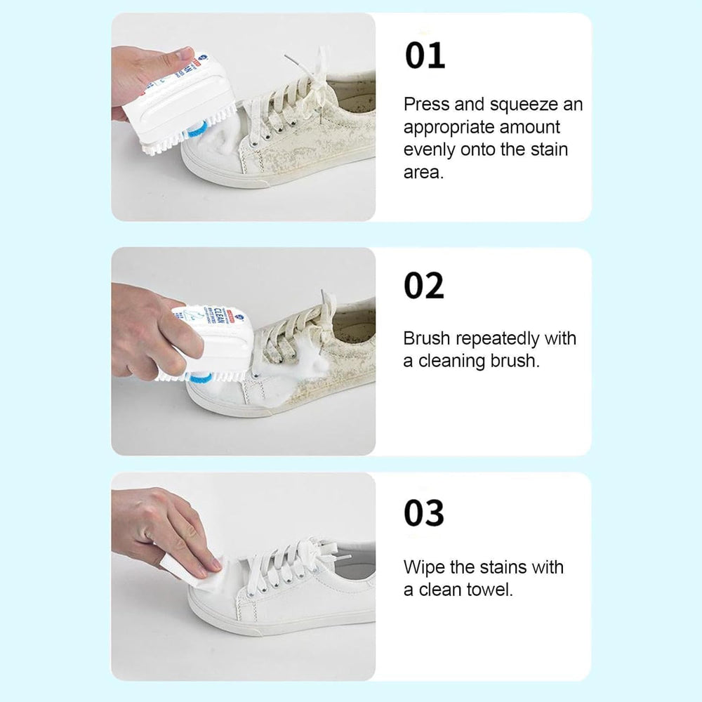 2-in-1 White Shoe Cleaner Kit | Convenient No-Scrub Cleaning Brush for Sneakers, Sports Shoes & Cloth Surfaces | Quick Stain Remover, Travel-Friendly Shoe Care Accessory (1)