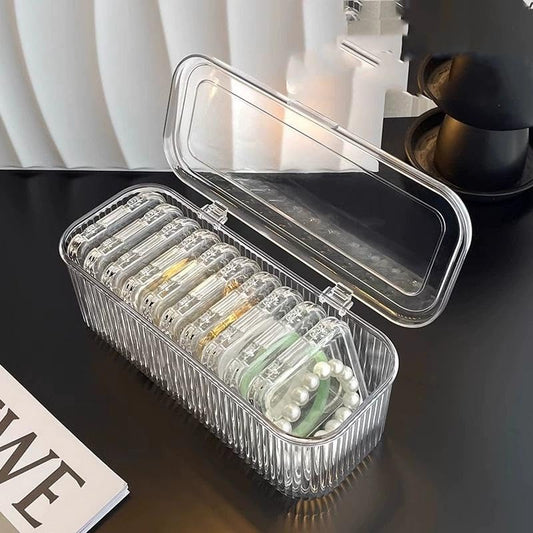 Acrylic Jewellery Organizer Box Set with 10 Piece, Portable Storage Boxes with Anti-Oxidation for Earrings, Bracelets, Rings, Necklace, Watch, Transparent Jewellery Case for Women & Girls