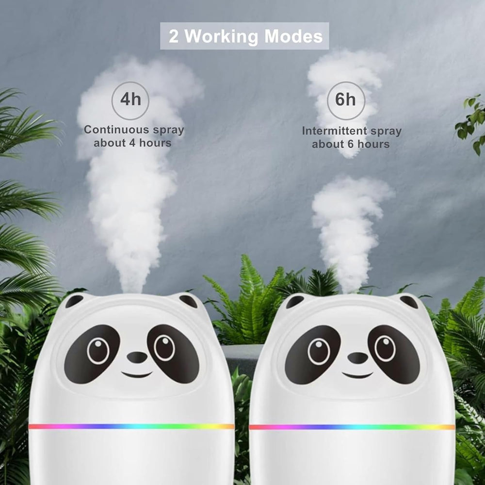 Panda Cool Mist Humidifier & Essential Oil Aroma Diffuser – Ultrasonic Quiet Air Humidifier for Room, Office, Car & Baby | Portable Moisture & Relaxing Night Light for Home (Panda) Multicolor
