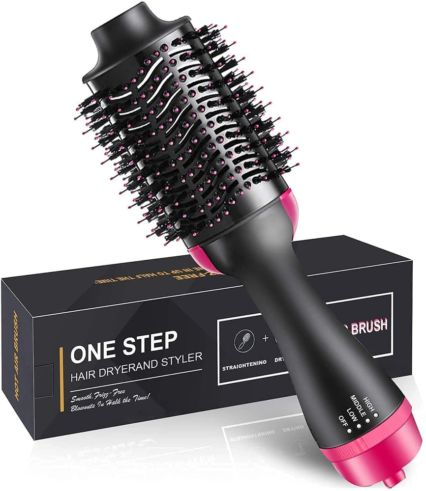 One Step Hot Air Brush 4 in 1 Hair Dryer Brush, One Step Hair Dryer & Volumizer with Ceramic Ionic Technology, 3 Heat Settings Blow Dryer Brush for Straightening Curling and Styling Hair