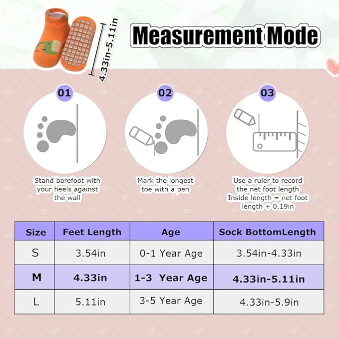 5 Pairs Baby Socks Set, Antislip Socks for New Born Baby 0-3 Years, Non Slip Grip Ankle Socks with Non Skid Soles for Infants Baby Shower Gifts