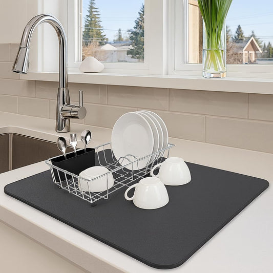 Dish Drying Mat Large – Water Absorbing Mat for Kitchen, Kitchen Drying Mat for Wet Utensils, Drying Mat for Kitchen Utensils (30 x 40 cm)