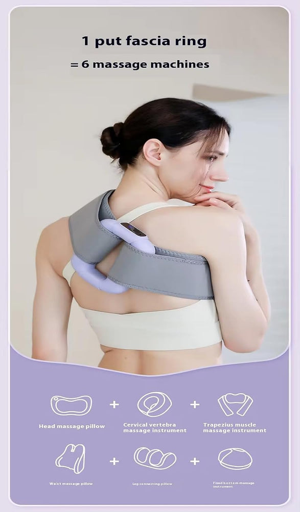 Percussion Massage Ring for Full Body Pain Relief- J16A, Rechargeable Cordless Deep Tissue Massage Ring Machine with Strap for Legs, Arms, Use at Home, Gym & During Travel - 8 Massager Modes