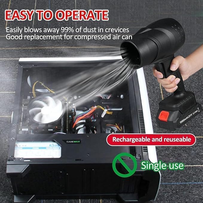 48V Cordless Professional Turbo Jet Fan – High-Power Brushless Motor Air Blower for Car, Home & Workshop Cleaning