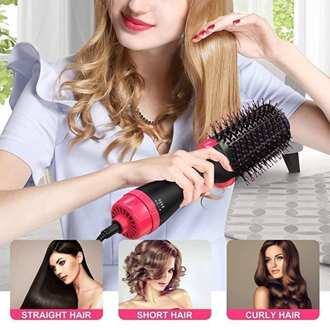 One Step Hot Air Brush 4 in 1 Hair Dryer Brush, One Step Hair Dryer & Volumizer with Ceramic Ionic Technology, 3 Heat Settings Blow Dryer Brush for Straightening Curling and Styling Hair