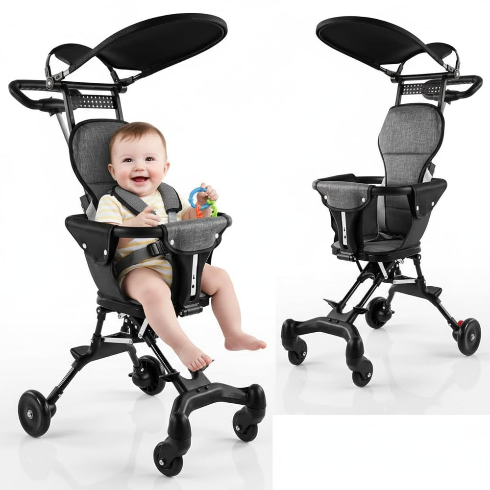 Baby Travel Stroller, Lightweight 2.7 kg, Portable Compact Umbrella Stroller for Toddler, Airplane Travel, Removable Seat, Black, 25 kg Capacity