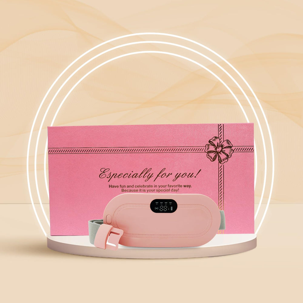 Portable Cordless Heating Pad, Electric Waist Belt Device, Fast Heating Pad with 3 Heat Levels and 3 Massage Modes, Back or Belly Heating Pad for Women and Girl