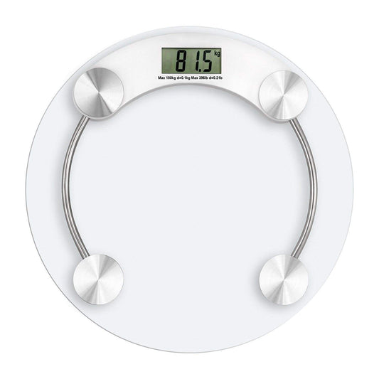 Digital Glass Weight Machine For Body Weight Round Personal Weighing Scale For Home Use Bathroom Weighing Machine (Transparent), 180 Kilograms