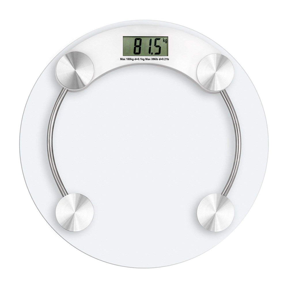 Digital Glass Weight Machine For Body Weight Round Personal Weighing Scale For Home Use Bathroom Weighing Machine (Transparent), 180 Kilograms