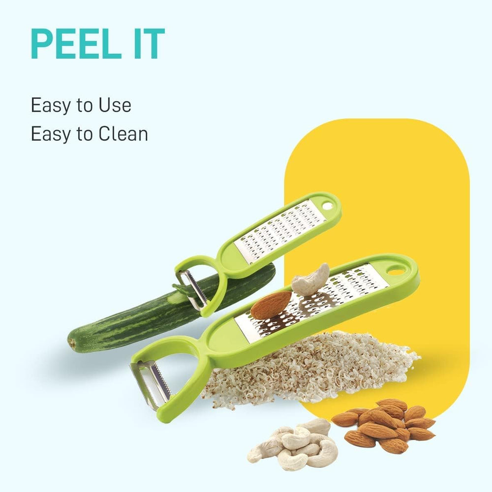 12 in 1 Multipurpose Chopper, Fruits & Vegetable Cutters, Grater Peeler Chipser, Unbreakable Food Grade Body, Easy Push to Clean Button Slicer Dicer, Chopper for Kitchen (Green, Plastic)
