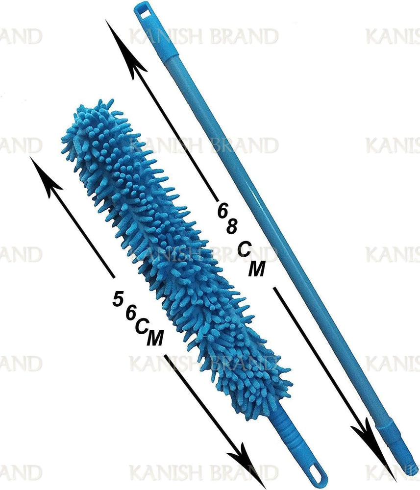 Multipurpose Microfiber Flexible with Expandable Rod for Dust Cleaning Fan Cleaner Brush with Long Rod Flexible Mop Duster for Cleaning of Home, Kitchen, Car, Ceiling-Blue, 68 cm