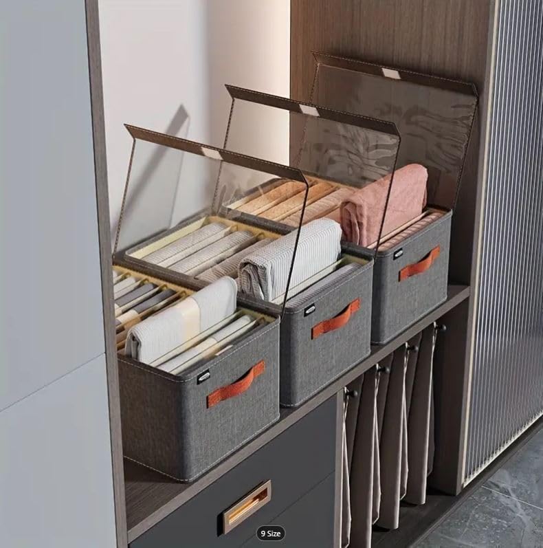 26L Foldable Clothes Organizer For Wardrobe, Blanket Storage Box, Cloth and Dress Organiser Metal Frame Basket Bag with Zipper & Lid, Carry Handles for Bedding, Closet Organizers