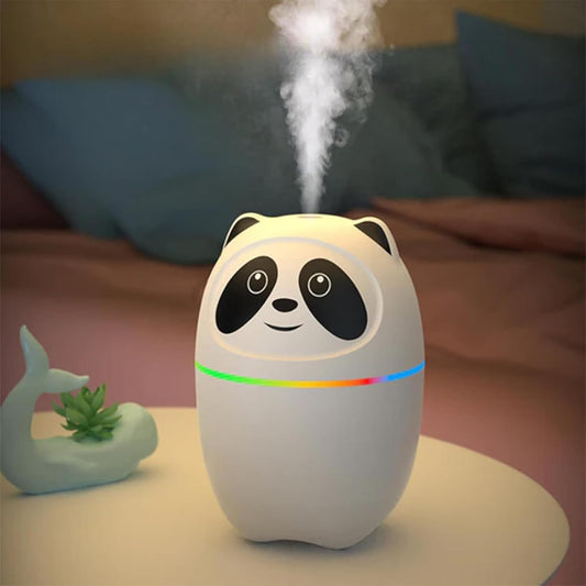 Panda Cool Mist Humidifier & Essential Oil Aroma Diffuser – Ultrasonic Quiet Air Humidifier for Room, Office, Car & Baby | Portable Moisture & Relaxing Night Light for Home (Panda) Multicolor