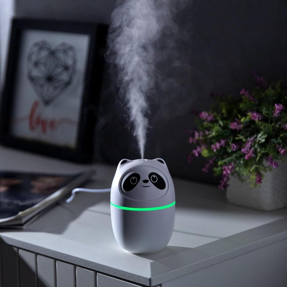 Panda Cool Mist Humidifier & Essential Oil Aroma Diffuser – Ultrasonic Quiet Air Humidifier for Room, Office, Car & Baby | Portable Moisture & Relaxing Night Light for Home (Panda) Multicolor