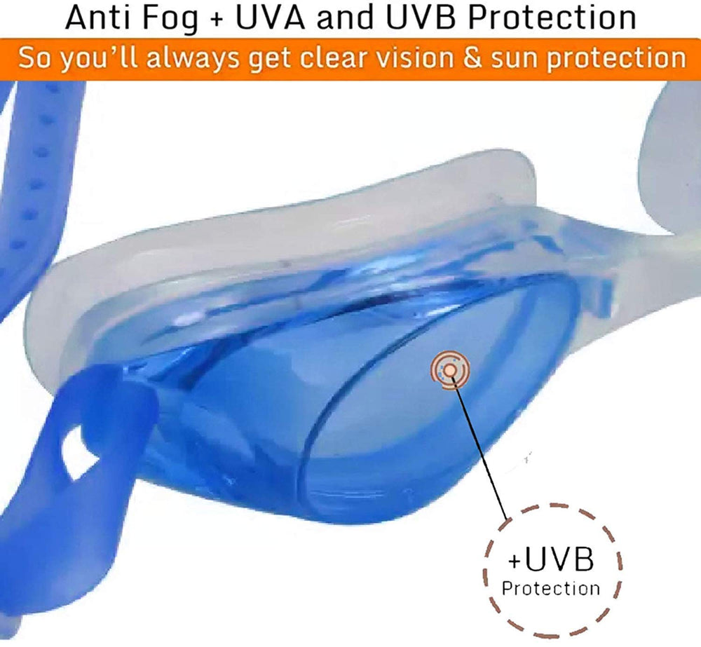 Swimming Goggles with Adjustable Double Strap, Anti Fog Lens with UVA UVB Protection, Silicone Gasket Eye Goggles for Swimming