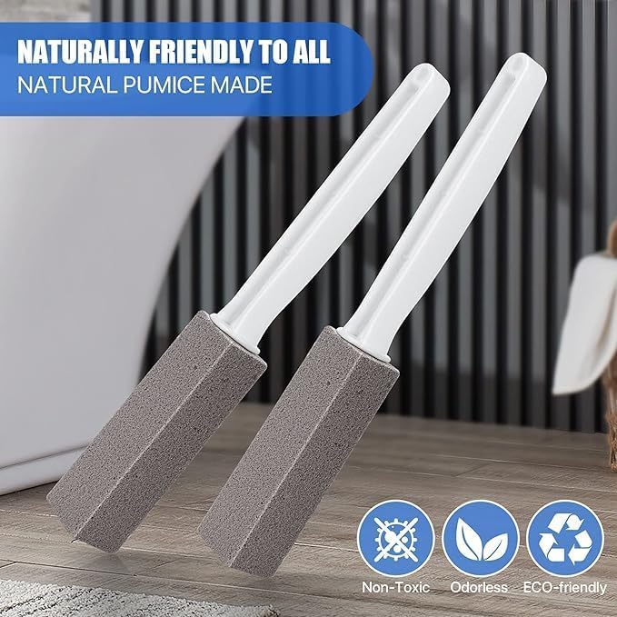 Premium Pumice Stone Toilet Bowl Cleaner with Handle – Heavy Duty Descaler for Hard Water & Rust Stains
