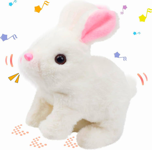 Hopping Walking Bunny Toy with Sounds, Jumping RABIT Wiggling Ears, Twitching Mouth and Nose, Educational Interactive Bunny RABIT Toy for Baby Kids (Rabbit)